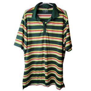 Columbia Golf Size Large Mens Polo Shirt Green Striped Short Sleeve Top